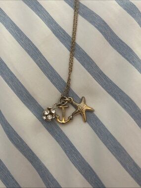 J.Crew Nautical Charm Necklace — Anchor, Starfish & Rhinestone Ball